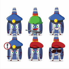 A dedicated Police officer of bue party blower mascot design style