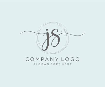 Initial JS feminine logo. Usable for Nature, Salon, Spa, Cosmetic and Beauty Logos. Flat Vector Logo Design Template Element.