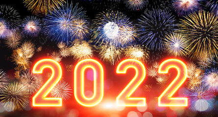 2022年イメージ　年賀状素材　花火大会　カウントダウン