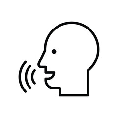 Voice recognition line icon. Simple outline style. Voice control, speak, talk, face, head, answer, logo, man, control, listen, communication, tech concept. Vector illustration isolated. EPS 13