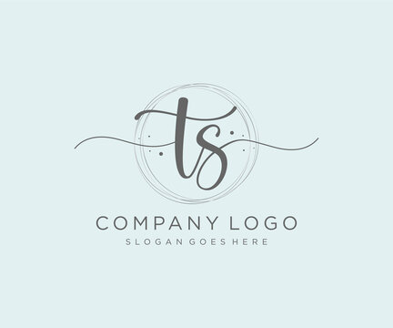 Initial TS feminine logo. Usable for Nature, Salon, Spa, Cosmetic and Beauty Logos. Flat Vector Logo Design Template Element.
