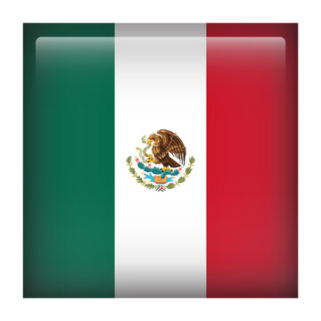 Mexico Square Country Flag button Icon