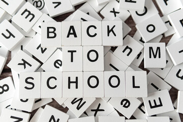Back to School spelled with collection of letter tiles