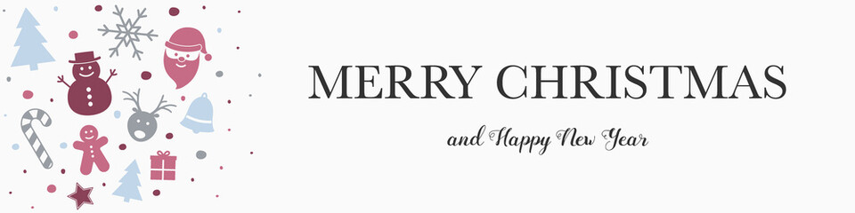 Christmas banner with ornaments and wishes. Vector