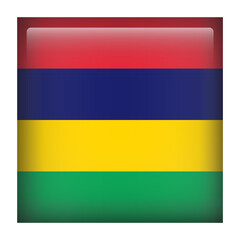 Fototapeta premium Mauritius Square Country Flag button Icon