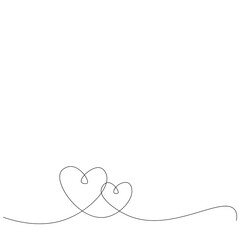 Hearts line drawing vector illustration	