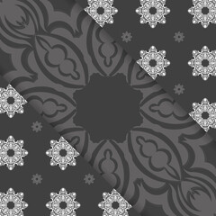 Black postcard with vintage white pattern for your design.