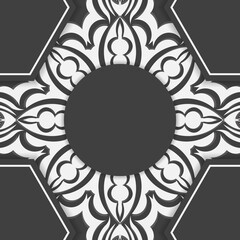 Postcard in black with luxurious white ornaments for your brand.