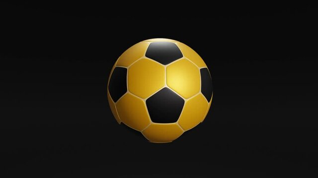 3D animation soccer ball rotating on an isolated dark studio background for your advertising or social media posts