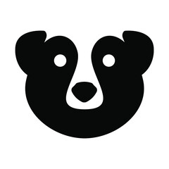 Bear face, black sign for design on a white background, vector illustration