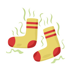 Smelly socks concept vector illustration. Unpleasant smell from dirty sock. - obrazy, fototapety, plakaty