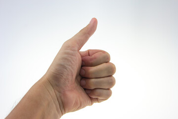 man hand  on a white background