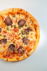 pizza with meat, horse meat