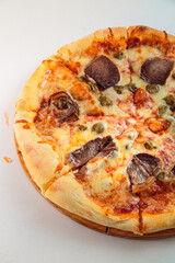 pizza with meat, horse meat