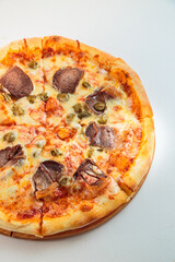 pizza with meat, horse meat