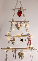 hanging on the wall eco wooden christmas tree / with wooden christmas tree decorations / christmas...