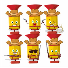 Cool cowboy yellow spray trumpet cartoon character with a cute hat