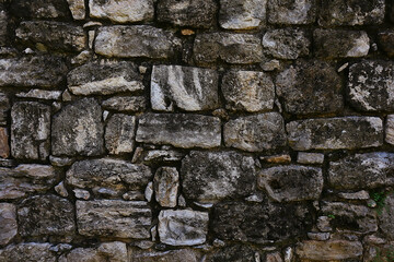 wall brickwork maya ancient city, abstract background old stones archeology wall in mexico