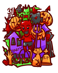 halloween monsters spooky