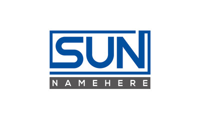 SUN Letters Logo With Rectangle Logo Vector