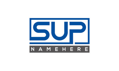 SUP Letters Logo With Rectangle Logo Vector