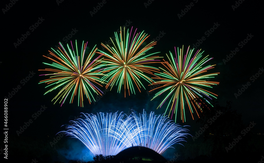 Wall mural Colorful fireworks display in a dark sky