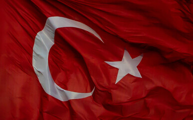 Obraz premium Turkish flag background, close up