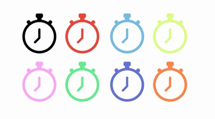 Time Icon Set. Vector different color set of time illustrations