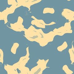  Neutral light blue yellow seamless abstract texture. Modern coastal living all over print. Irregular soft furnishing cover grunge background. High quality jpg swatch.