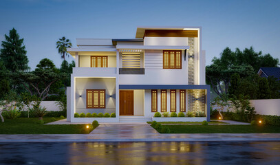 3d illustration of a newly built luxury home