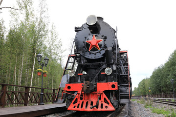 Details of ancient steam locomotive