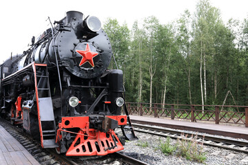 View of retro engine locomotive