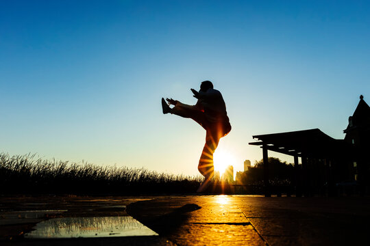 An Old Man Performing Chinese Martial Arts