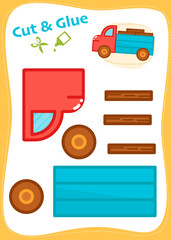 Cut and Glue Worksheet - Open body truck with goods