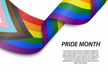 Waving flag of Progressive pride on white background. - obrazy, fototapety, plakaty