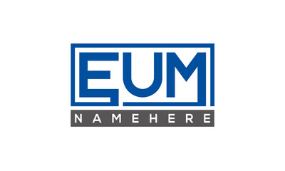 EUM Letters Logo With Rectangle Logo Vector