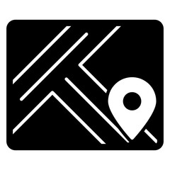 A solid design icon of map 