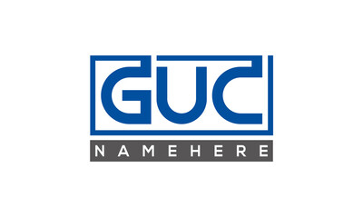 GUC Letters Logo With Rectangle Logo Vector