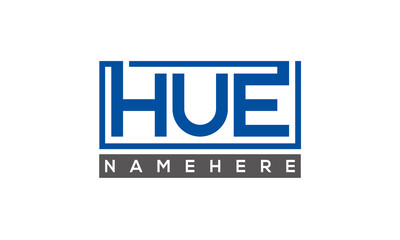 HUE Letters Logo With Rectangle Logo Vector