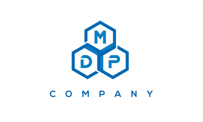 MDP letters design logo with three polygon hexagon logo vector template