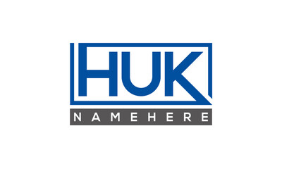 HUK Letters Logo With Rectangle Logo Vector