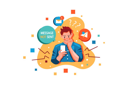Message not sent Illustration concept. Flat illustration isolated on white background.
