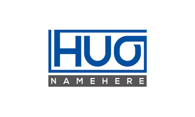 HUO Letters Logo With Rectangle Logo Vector