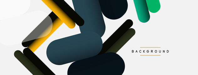 Overlapping round shapes and lines background. Vector illustration for wallpaper banner background or landing page