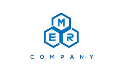 MER letters design logo with three polygon hexagon logo vector template