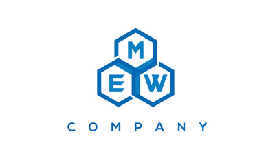 MEW letters design logo with three polygon hexagon logo vector template