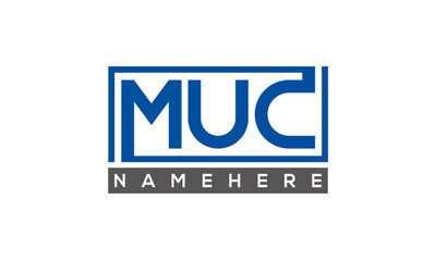 MUC Letters Logo With Rectangle Logo Vector