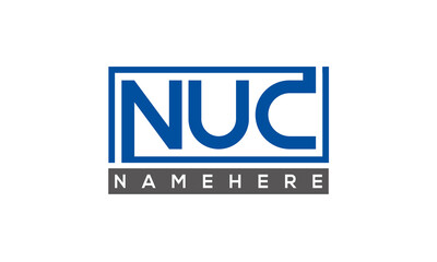 NUC Letters Logo With Rectangle Logo Vector