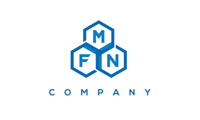 MFN letters design logo with three polygon hexagon logo vector template