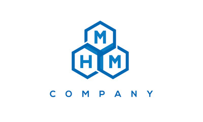 MHM letters design logo with three polygon hexagon logo vector template